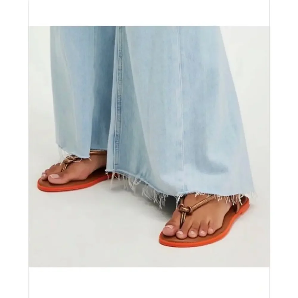 Havaianas Una Acai Cord Strap Slingback Sandals Beach Bronze Orange Sole Sz 9
